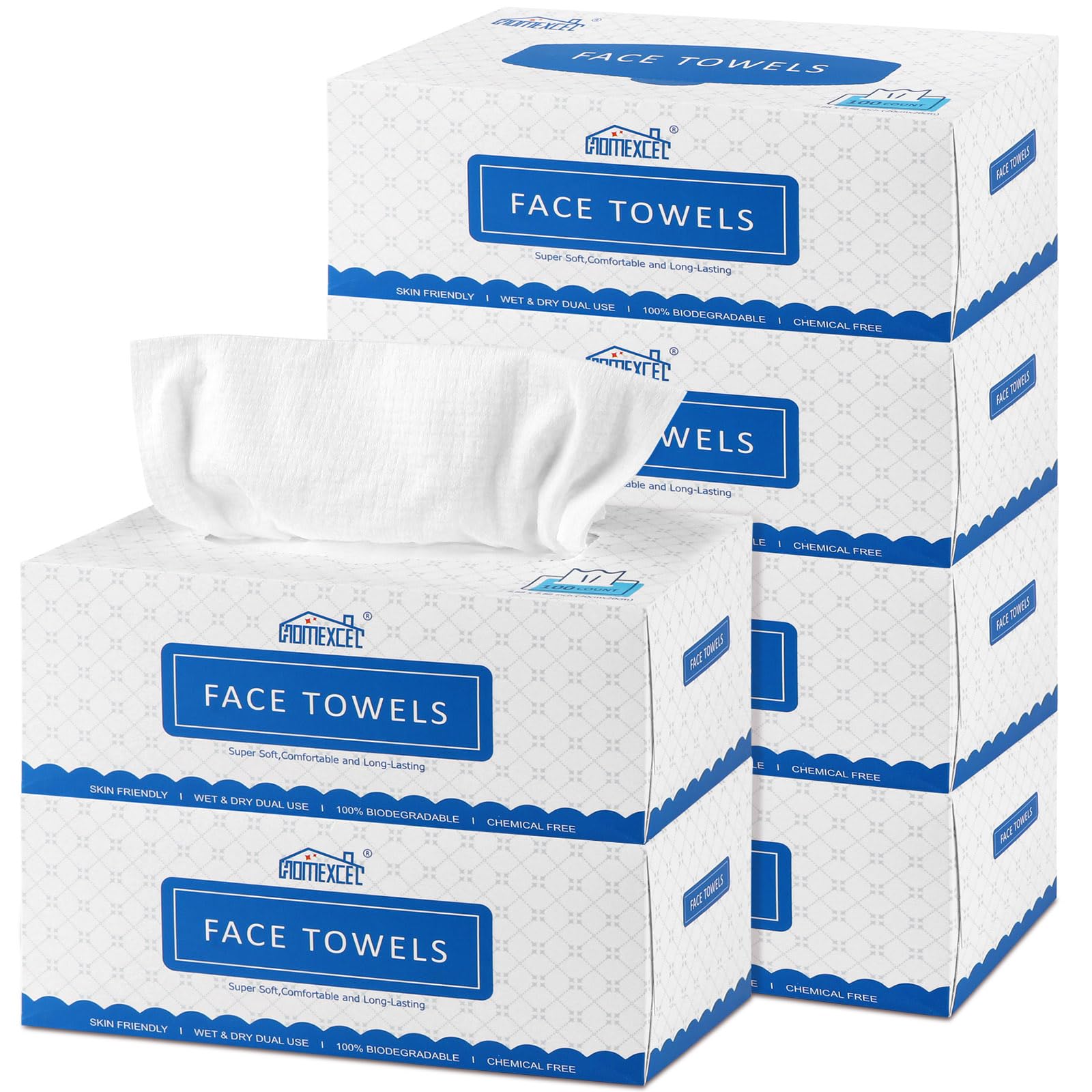 HOMEXCEL Face Towels two-sided texture for gentle wipe and deep cleanse