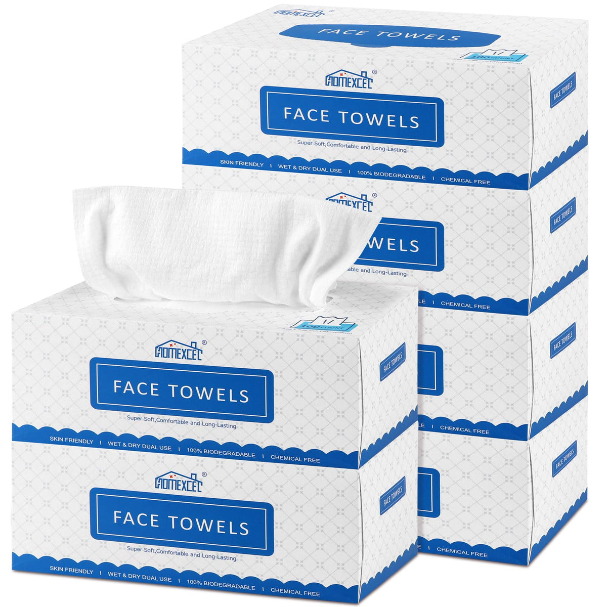 HOMEXCEL Face Towels two-sided texture for gentle wipe and deep cleanse