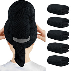 HOMEXCEL hair towel wrap black 40x20 closed for fast absorption and secure fit.