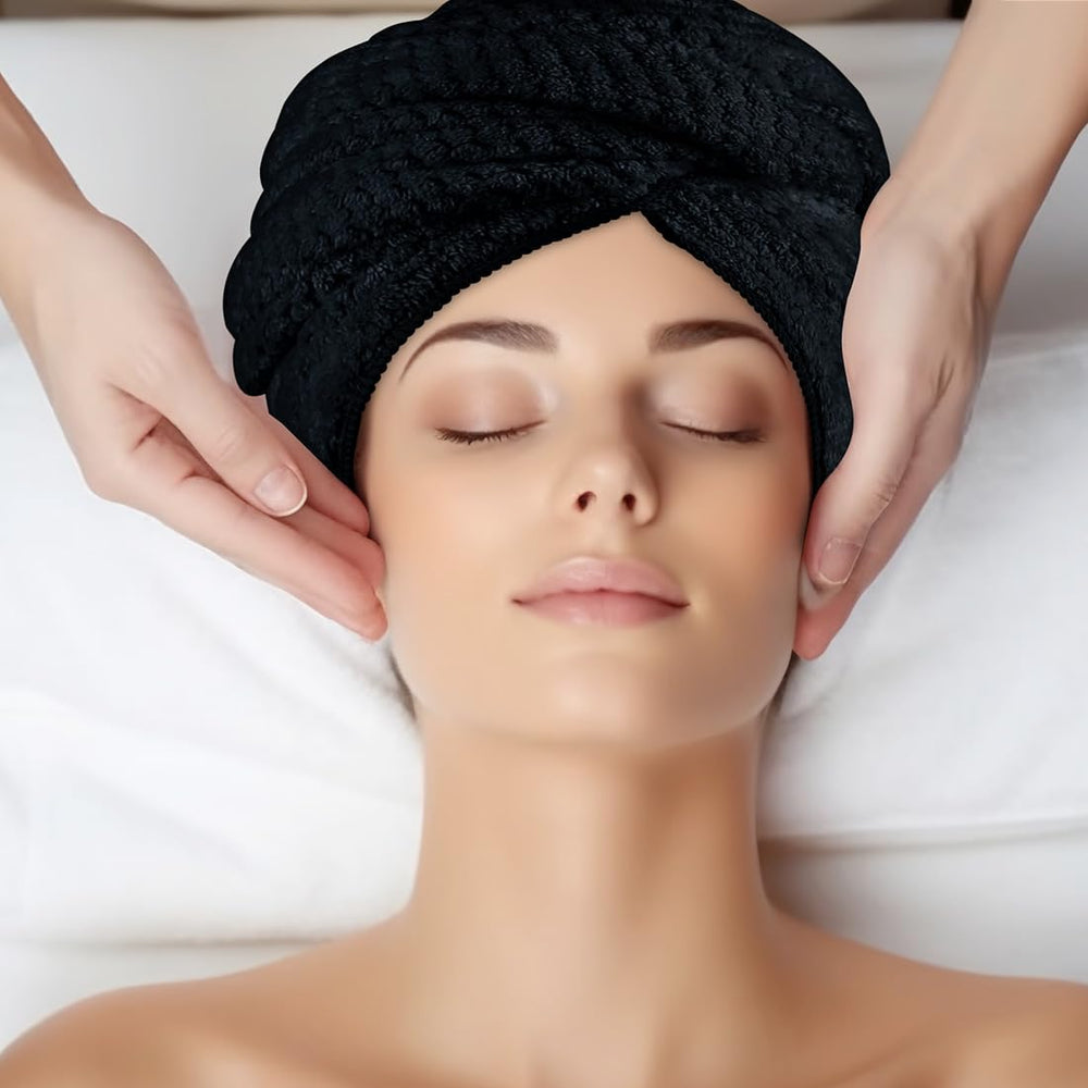 HOMEXCEL hair towel wrap black 40x20 delivers soft microfiber comfort for luxury feel.