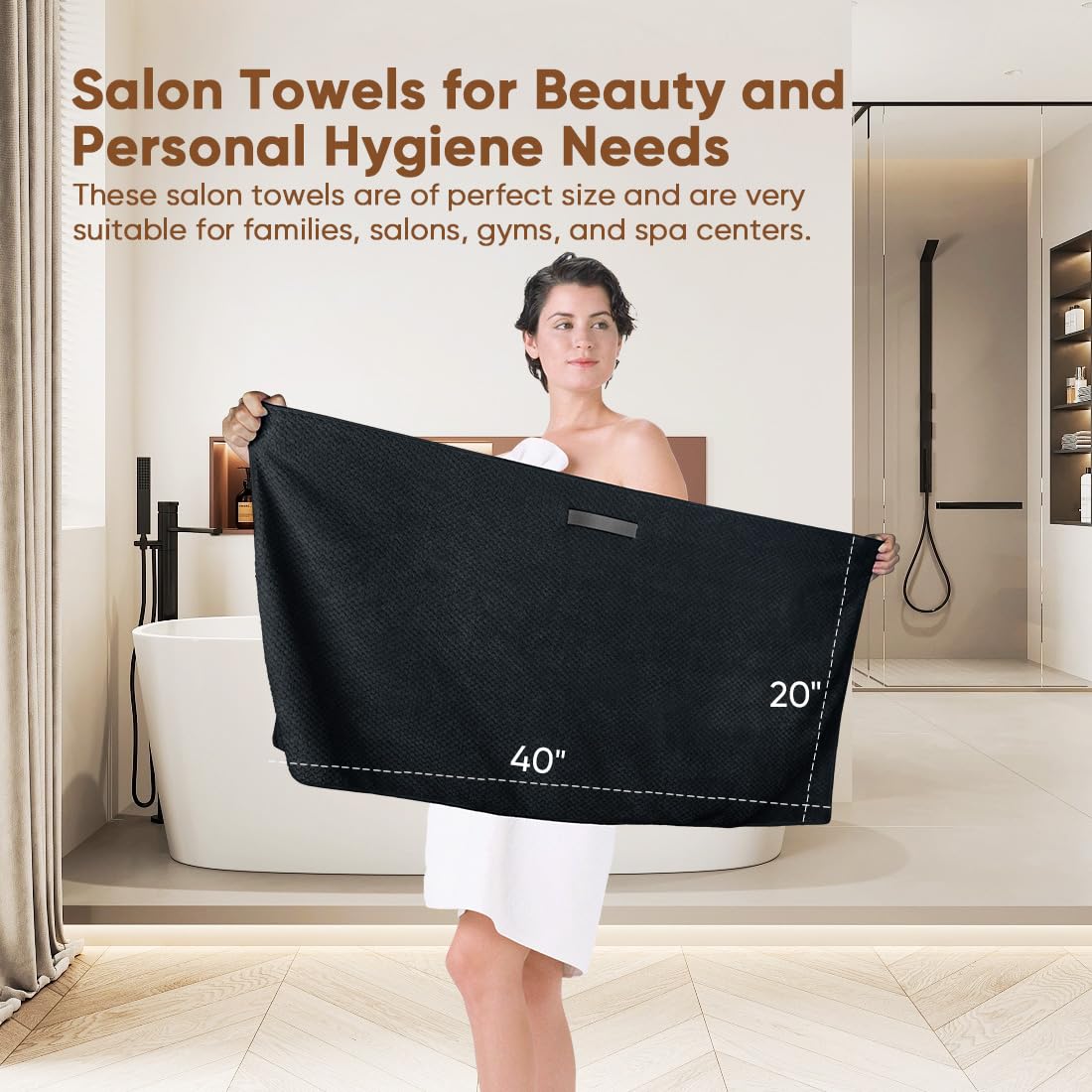 HOMEXCEL hair towel wrap black 40x20 offers multi-purpose use for spa, gym, and home drying.