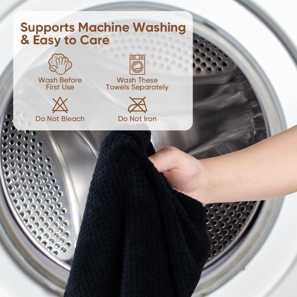 HOMEXCEL hair towel wrap black 40x20 stays durable after multiple washes.