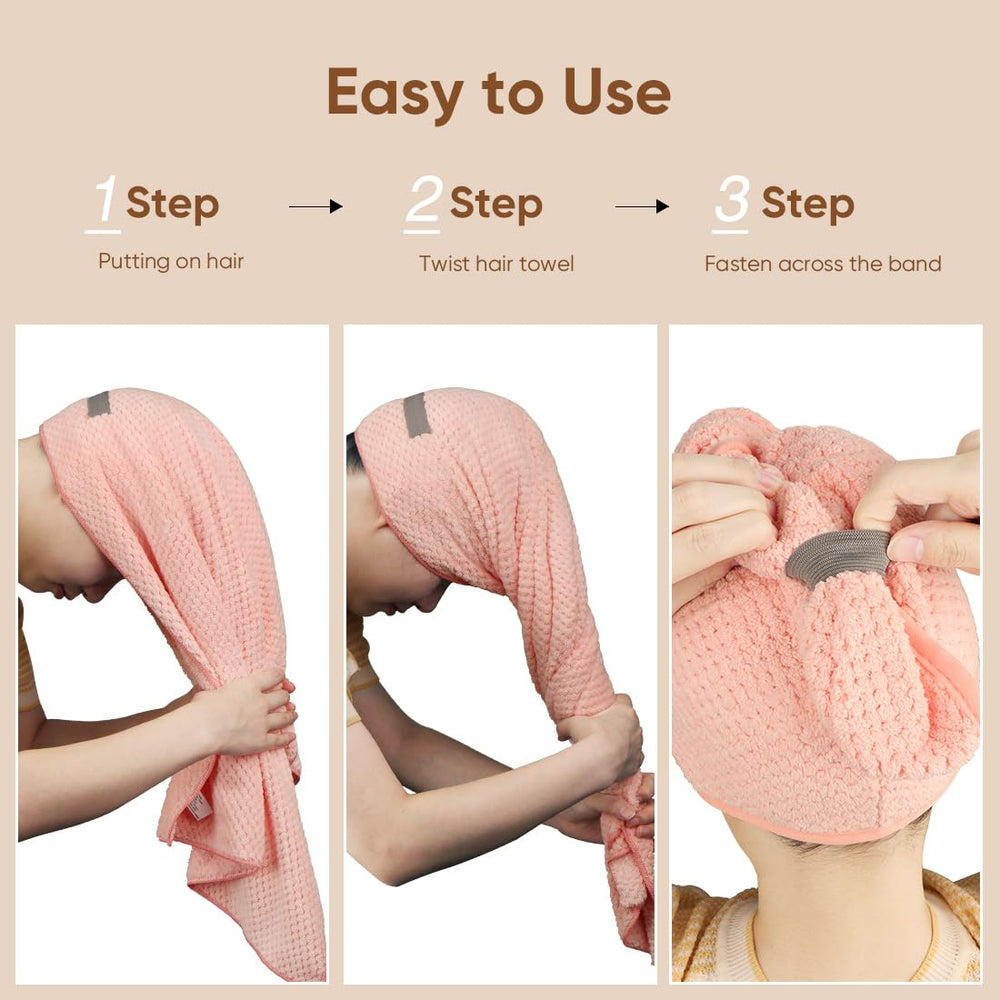 HOMEXCEL towel designed for long thick hair drying efficiency.