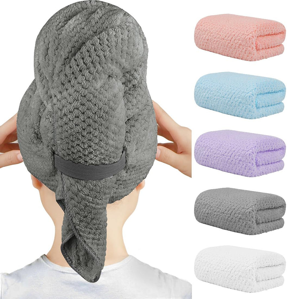 HOMEXCEL microfiber towel absorption demonstrates rapid drying for long hair.