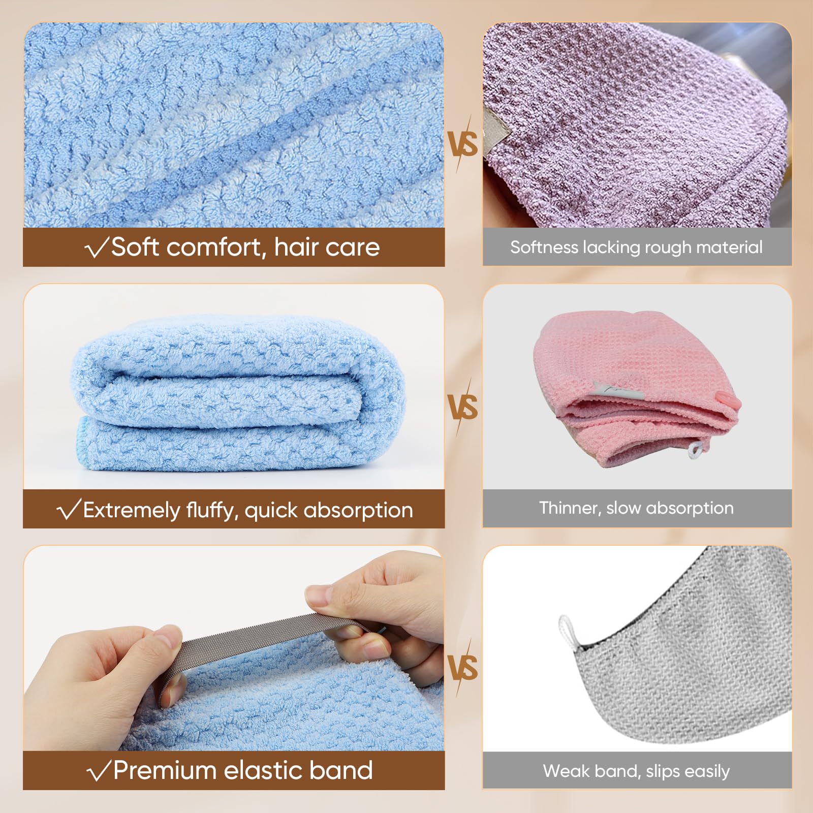 HOMEXCEL microfiber towel softness for gentle hair care