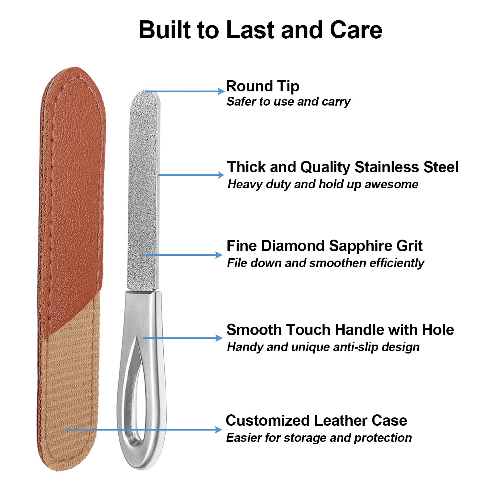 HomeyEra leather sheath protects the file during travel and storage