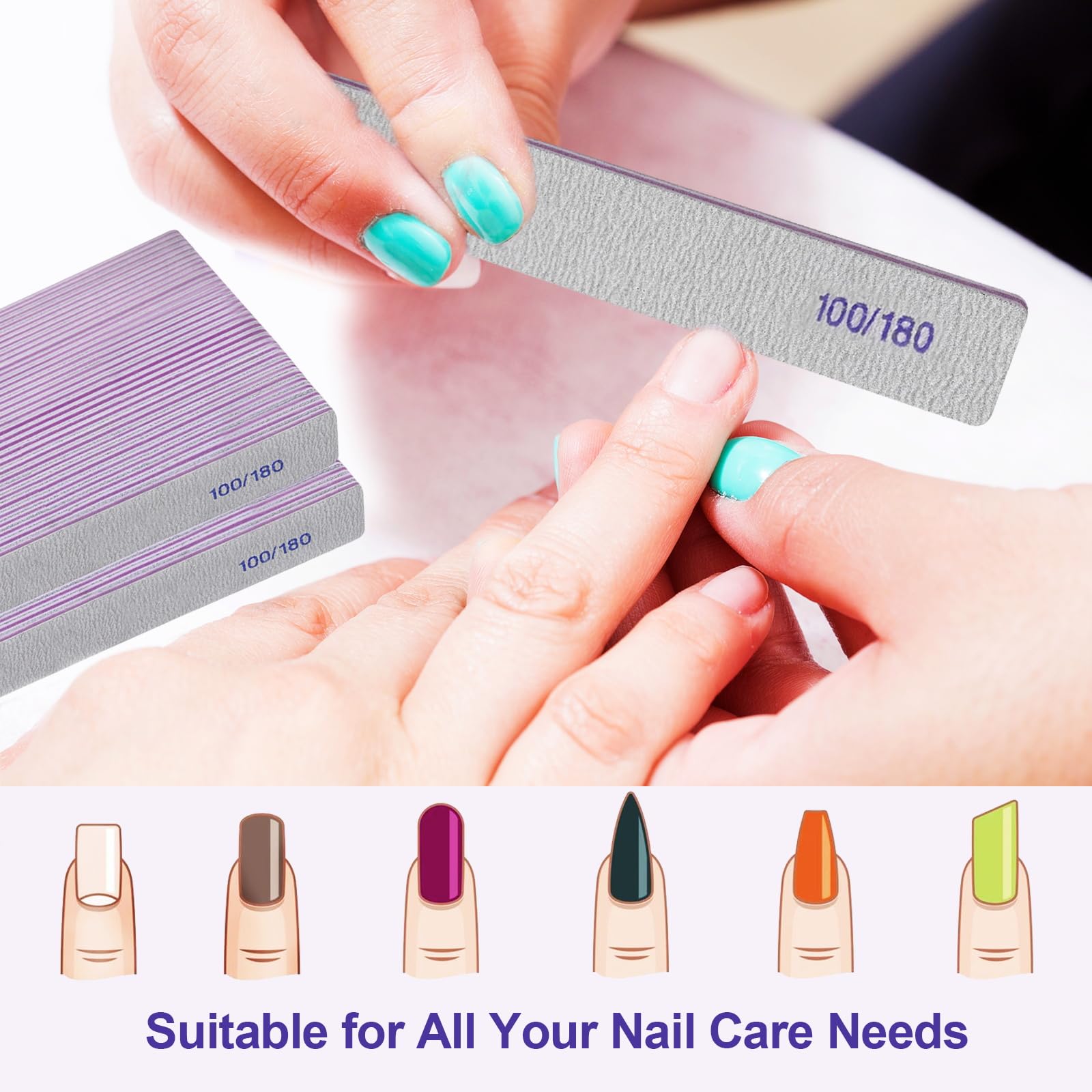 HomeyEra nail files 100-grit close-up for fast shaping acrylic nails.