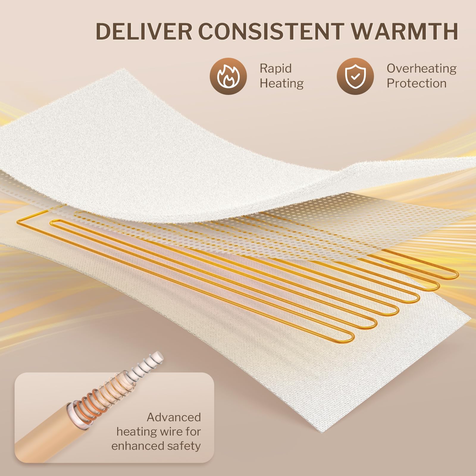 HOMLYNS LuxeHeat auto-off feature promotes safe, unattended operation.