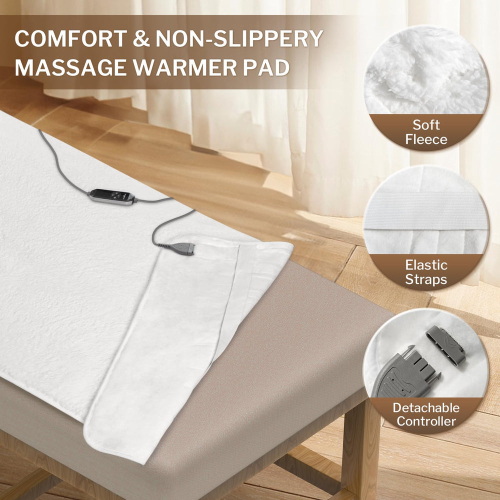 HOMLYNS LuxeHeat 30x72 coverage supports full-table warmth during sessions.