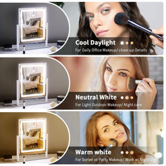 Homtang vanity mirror with smart touch control for easy brightness and mode switching