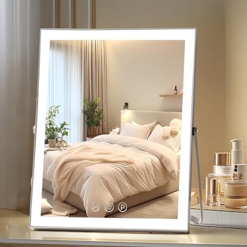 HomTang vanity mirror with lights compact-size design saves desk space and travel easily