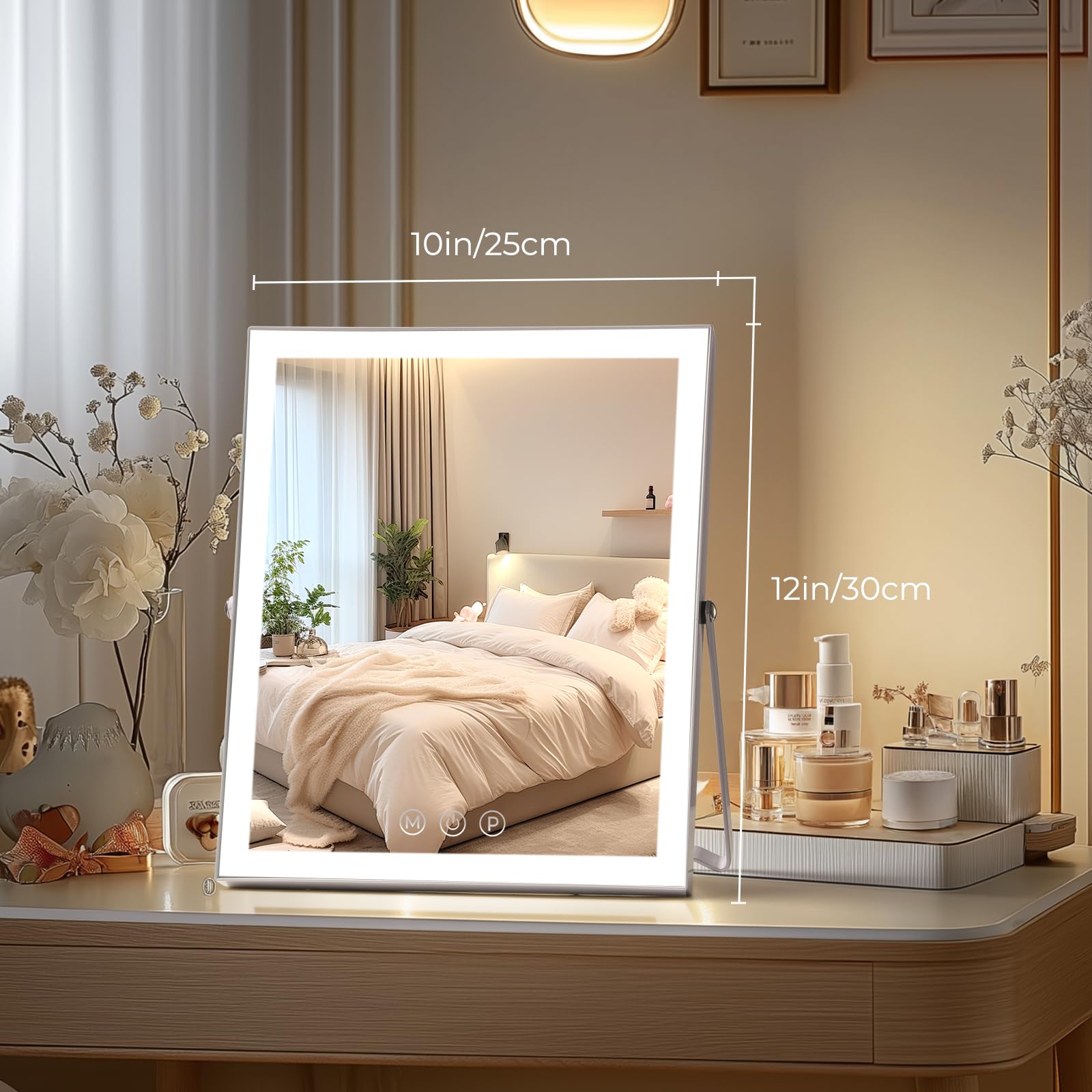HomTang vanity mirror with lights memory function returns to previous brightness