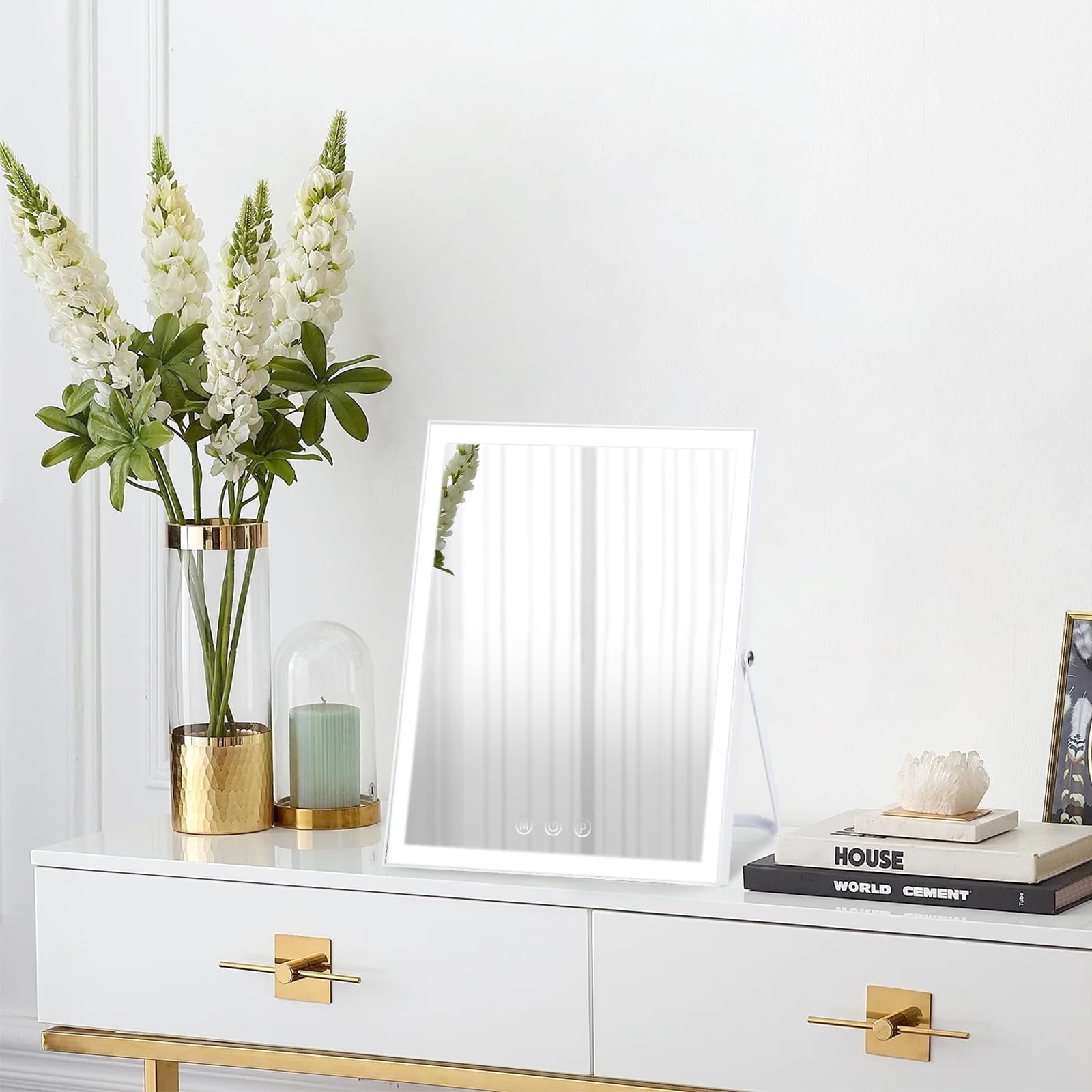 HomTang vanity mirror with lights portable desk setup for small spaces