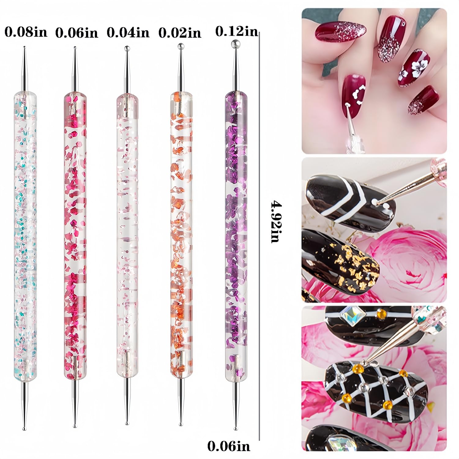 HomTop set con bolas 1-5 mm para patrones versátiles y detalles.