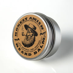 Honest Amish Beard Balm softens coarse hairs for a smoother beard in close-up view.