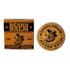 Honest Amish beard balm tin closeup texture enhances softness and reduces itch
