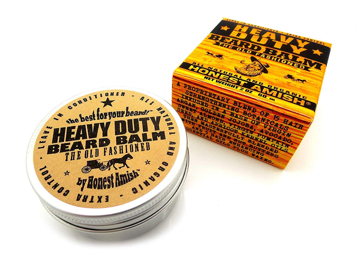 Honest Amish Heavy Duty Beard Balm 2oz soft-hair-smooth showing improved beard manageability