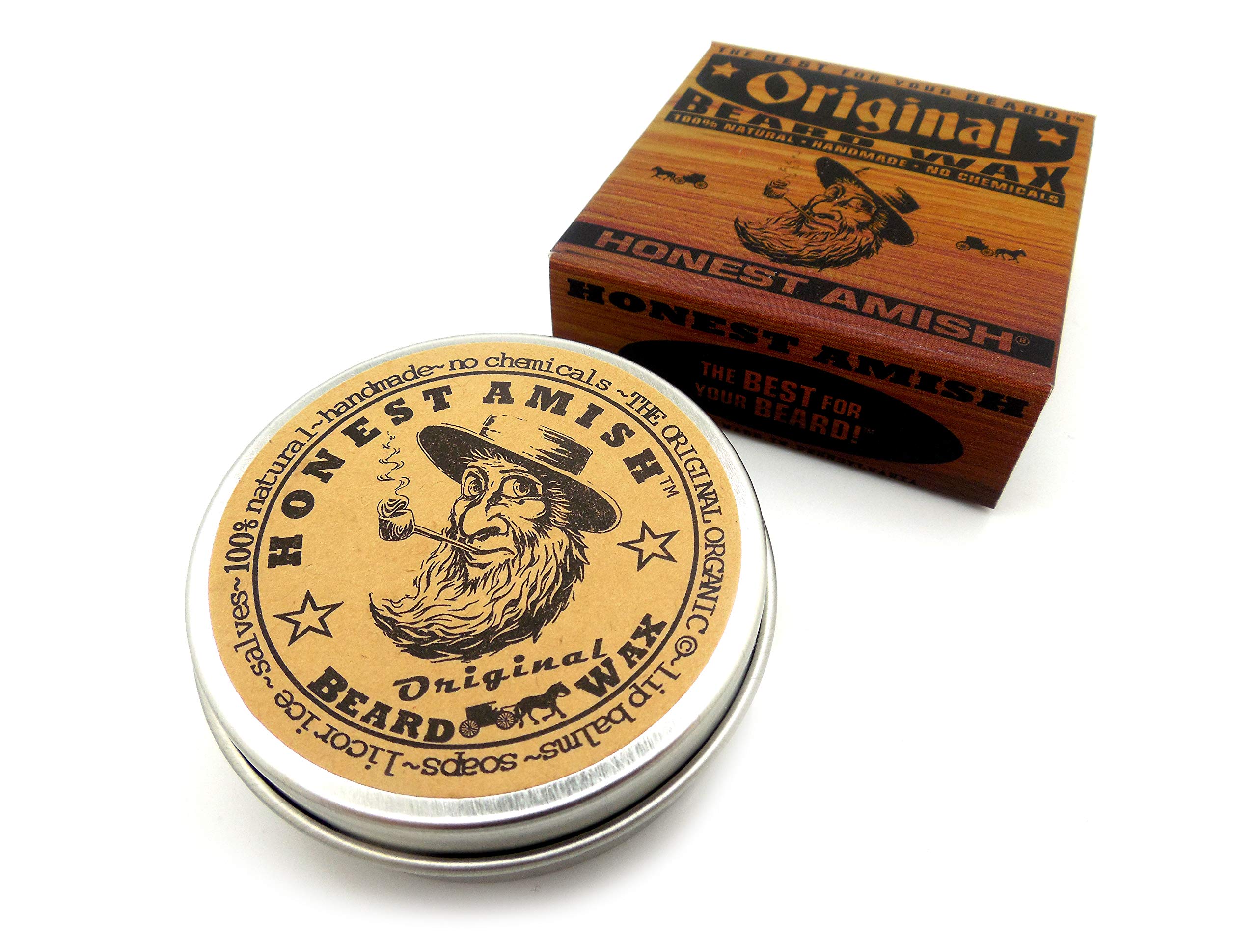 Honest Amish Original Beard Wax applying for controlled styling and tame hairs.