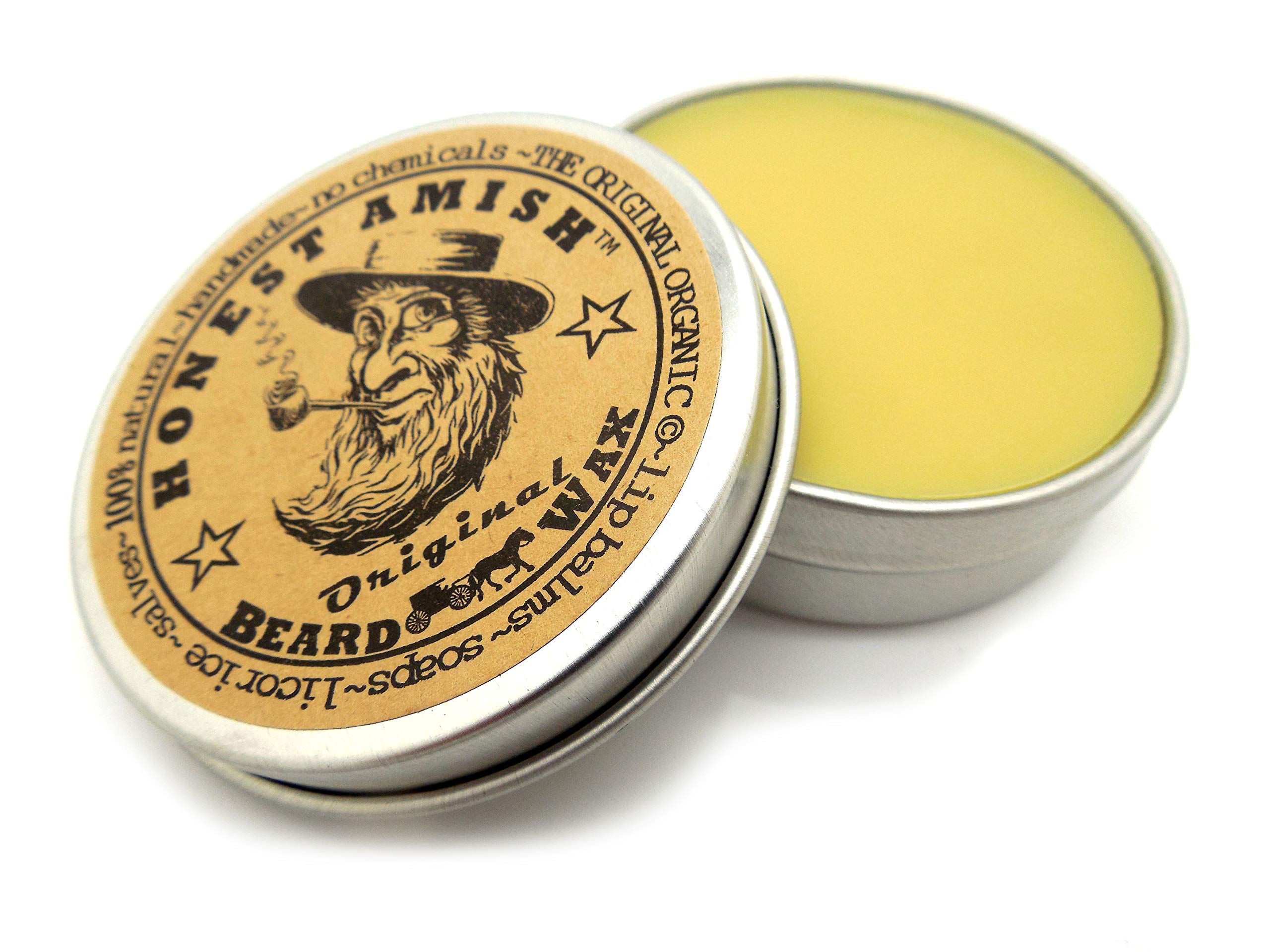 Honest Amish Original Beard Wax closeup showing texture for conditioning.
