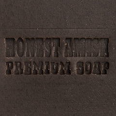 Honest Amish Patchouli Bark Soap ingredients shot highlights all natural oils for nourished skin.