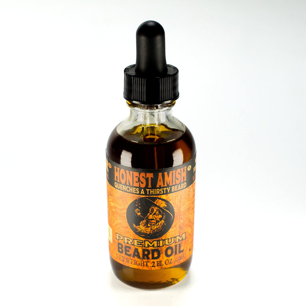 Honest Amish Premium Beard Oil 2oz in use demonstrates easy daily grooming and fragrance.