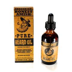 Honest Amish Pure Beard Oil bottle pour, softens beard and conditions skin.