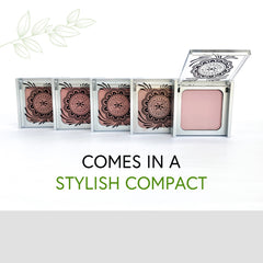 Honeybee Gardens blush swatch on skin demonstrates long-wearing rosy glow.