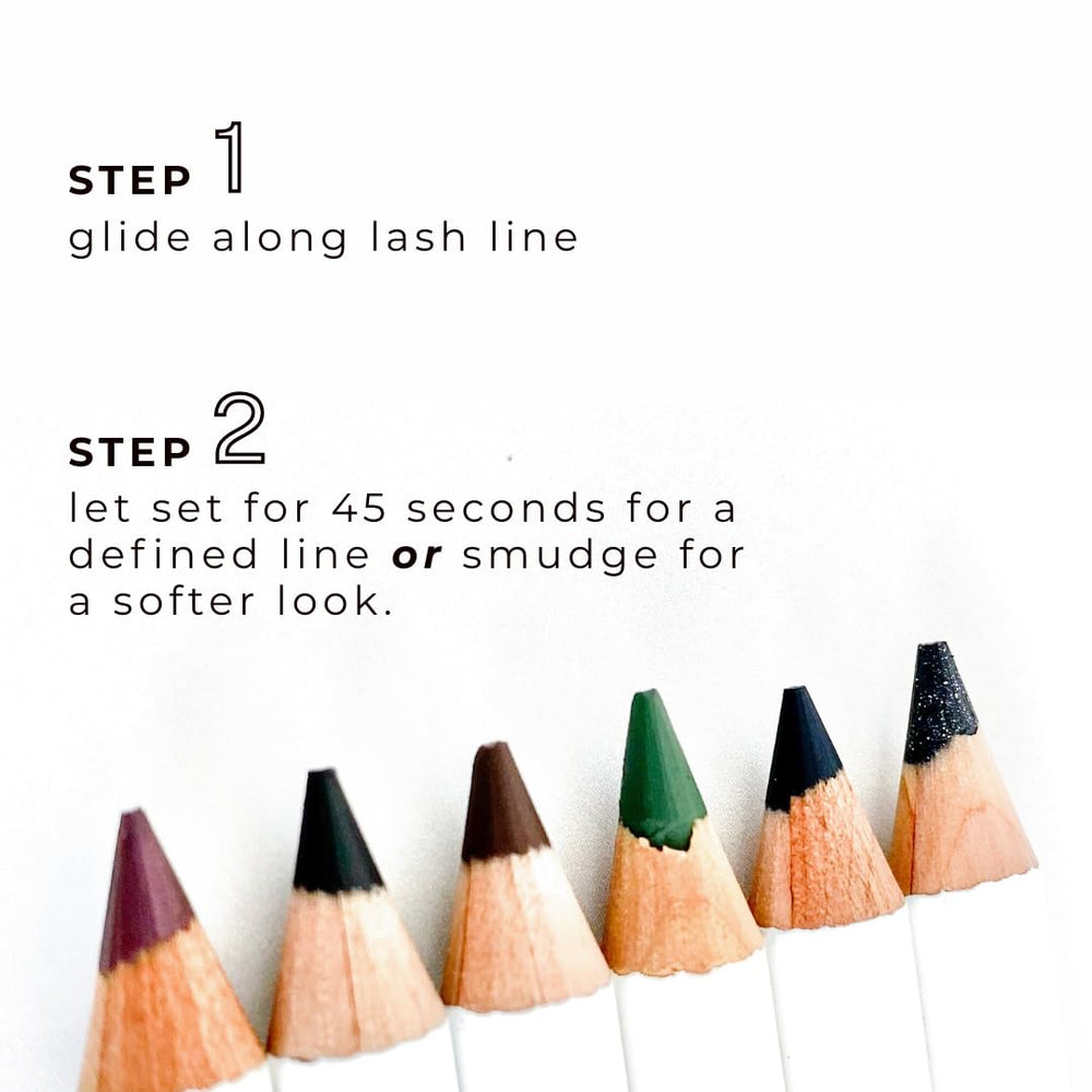 Honeybee Gardens Effortless Eye Liner Pencil Jet Set Black doubles as brow filler for shape.