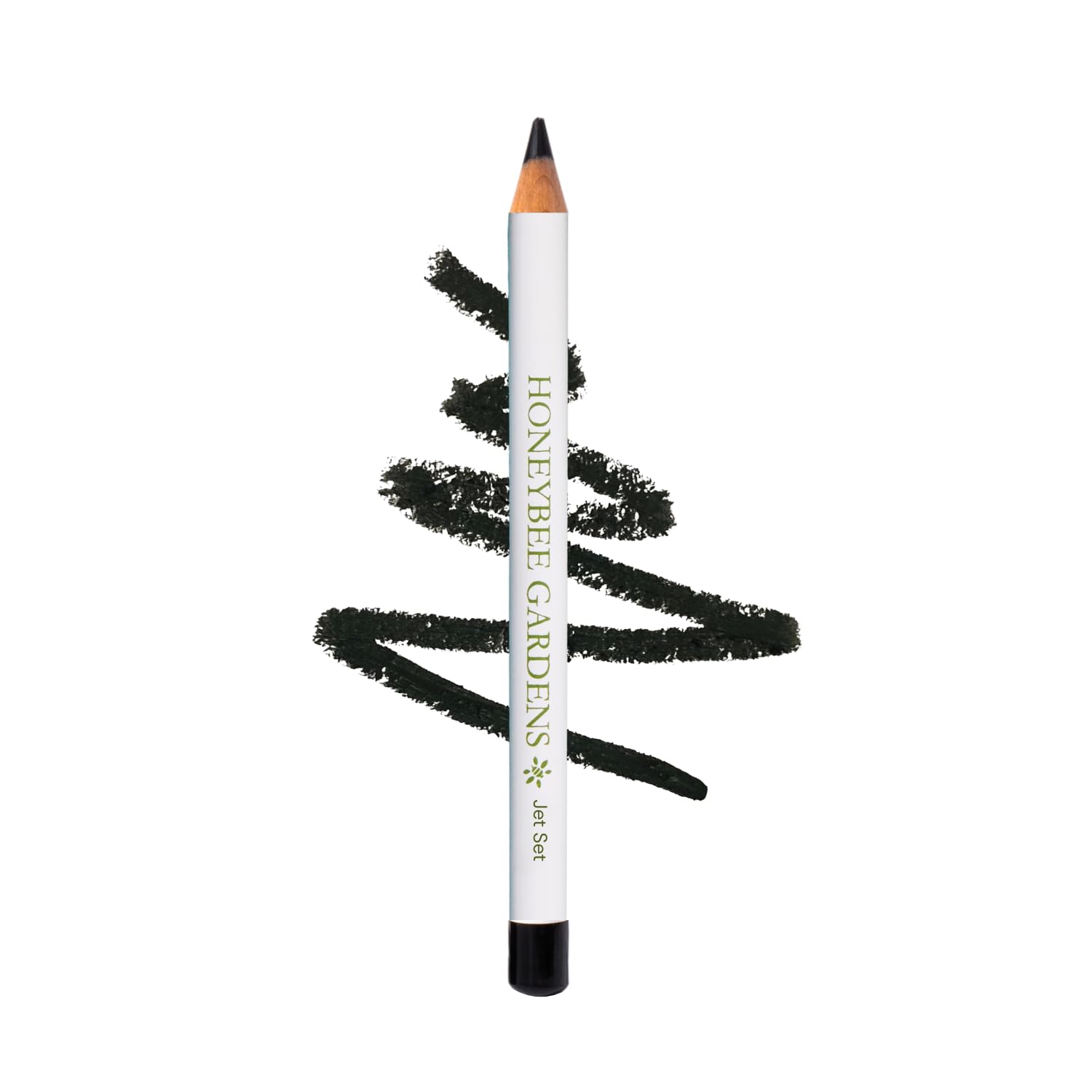 Honeybee Gardens Effortless Eye Liner Pencil Jet Set Black full product view shows deep matte pigment.