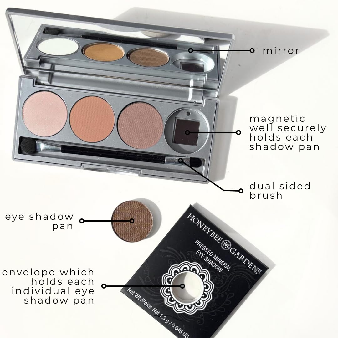 Honeybee Gardens Skinny Dip open compact showcases four pigmented shades for coordinated eye looks.