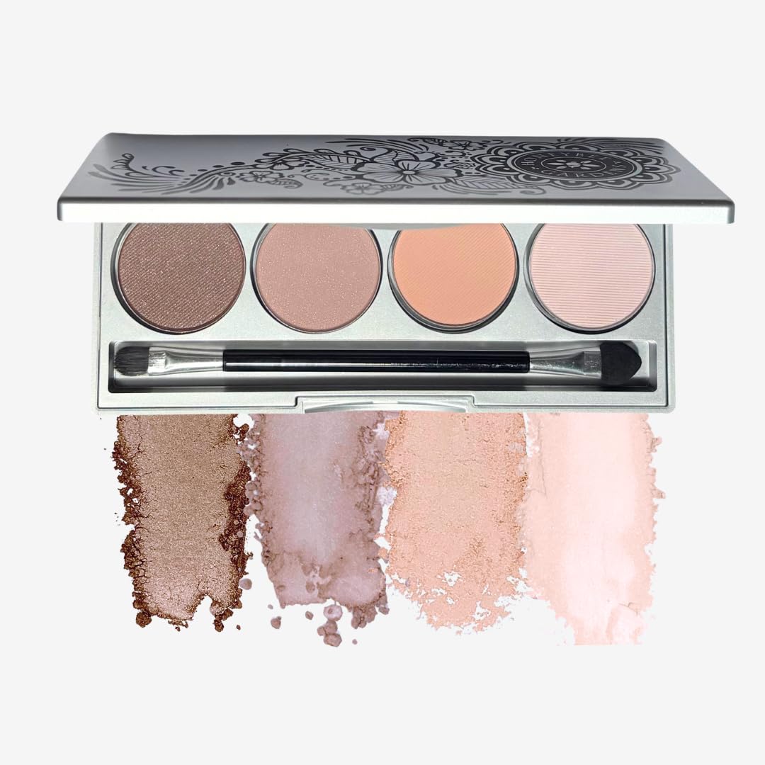 Honeybee Gardens Skinny Dip palette compact shown with four shades for versatile day-to-night looks.