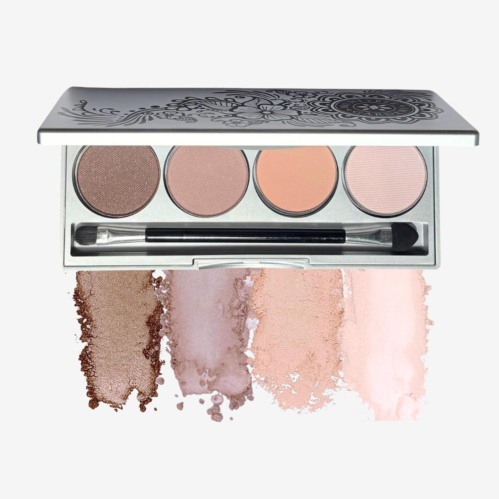 Honeybee Gardens Skinny Dip palette compact shown with four shades for versatile day-to-night looks.