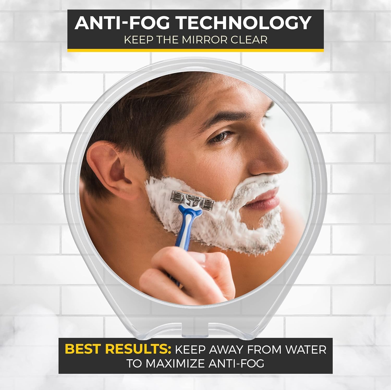 Honeybull acrylic-shower-mirror features a durable anti-fog surface for steamy showers.