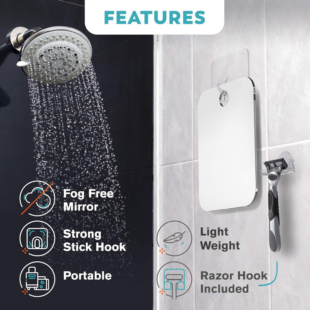 Honeybull flat-design mirror suited for steam showers and tight bathrooms.
