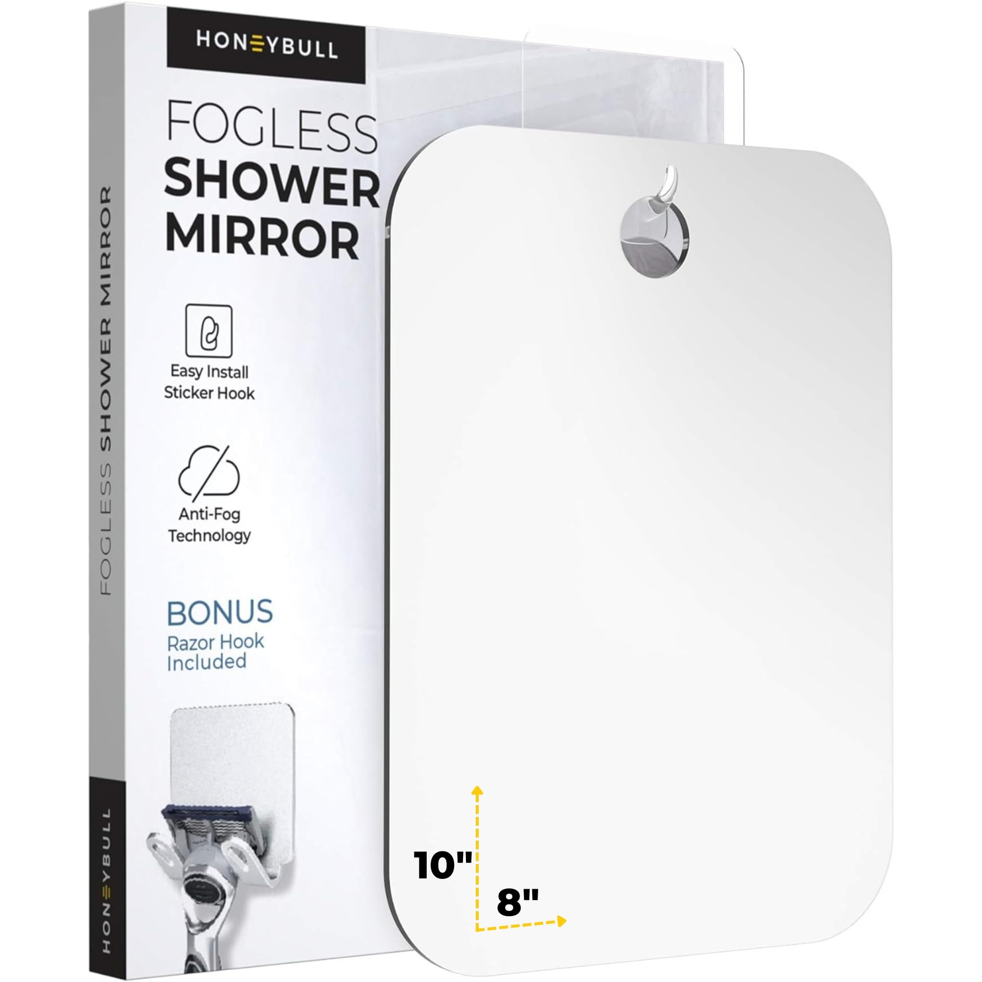 Honeybull fogless mirror with anti-fog coating delivers clear reflections in steamy showers.