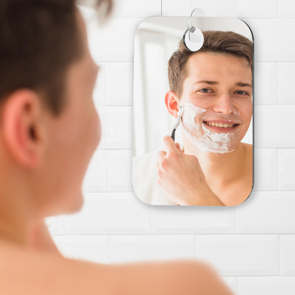 HONEYBULL fogless mirror anti-fog coating keeps reflection crisp during showers