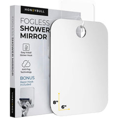 HONEYBULL fogless mirror front view with clear reflection for precise shaving