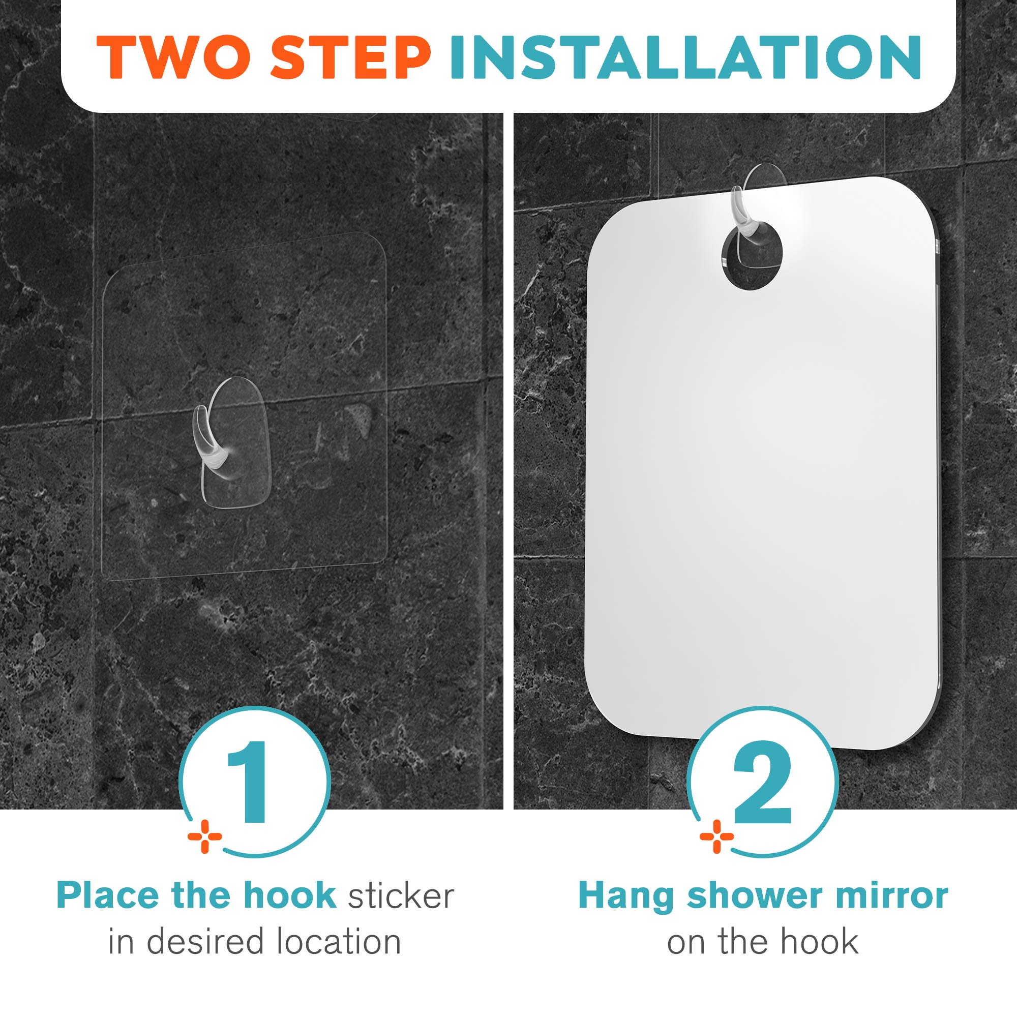 HONEYBULL fogless mirror in steam shower confirms durable acrylic that resists humidity