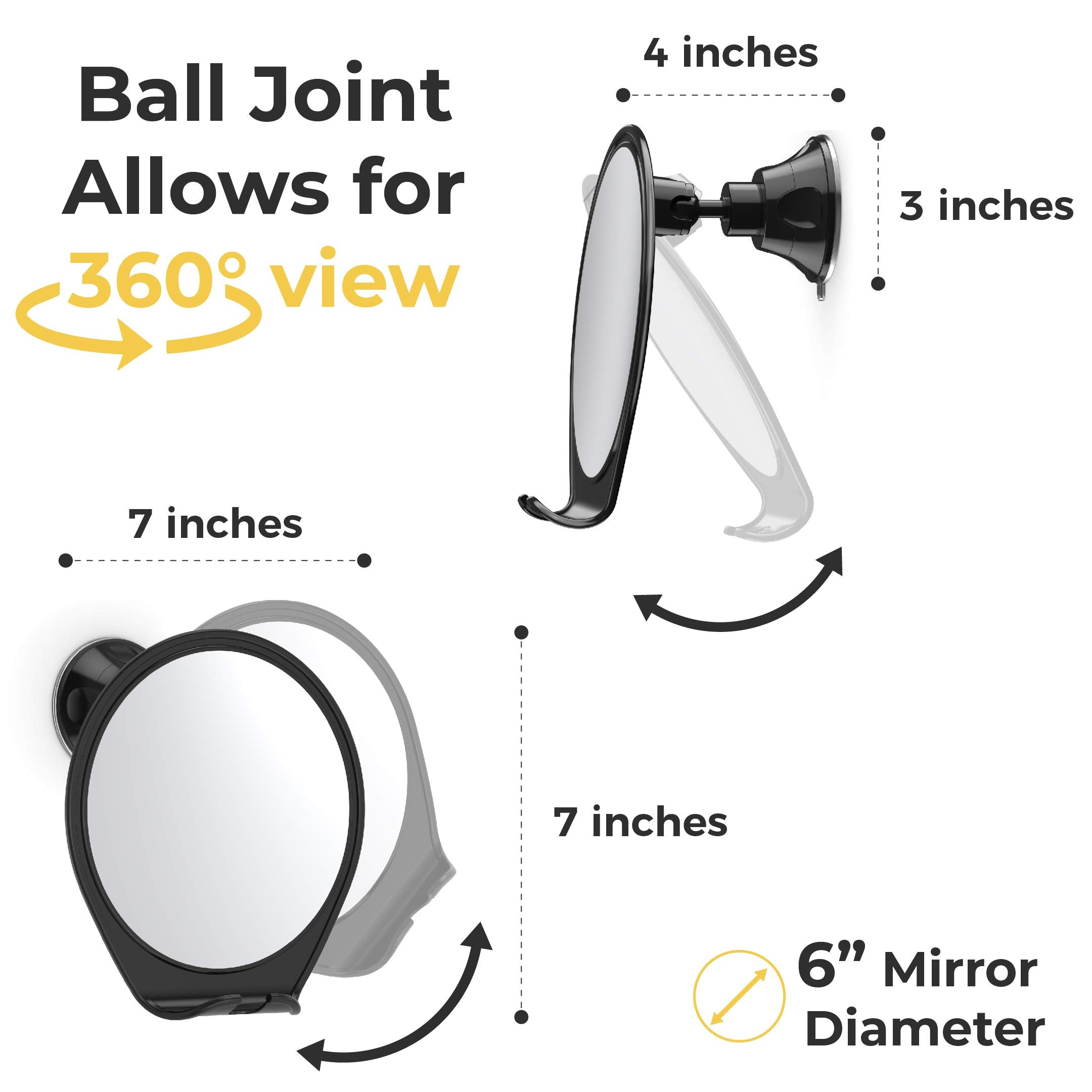 HONEYBULL fogless shower mirror swivels for adjustable viewing angles during shaving.