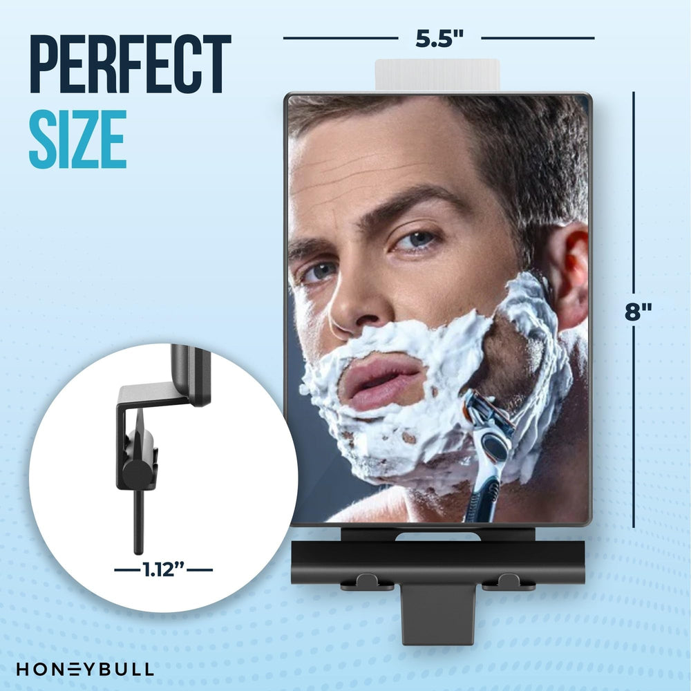 HoneyBULL mirror with built-in water tank activates fog-free visibility before shower