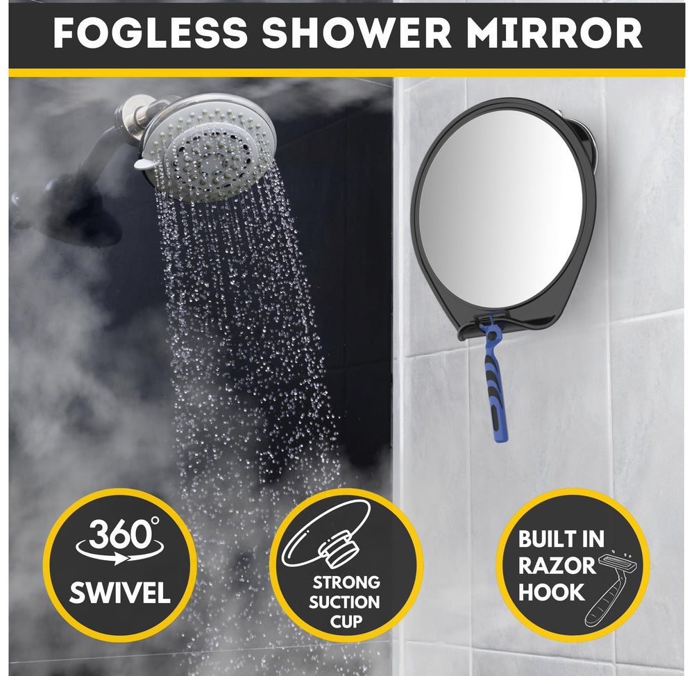 HONEYBULL shower mirror installation DIY shows drill-free setup on smooth surfaces.