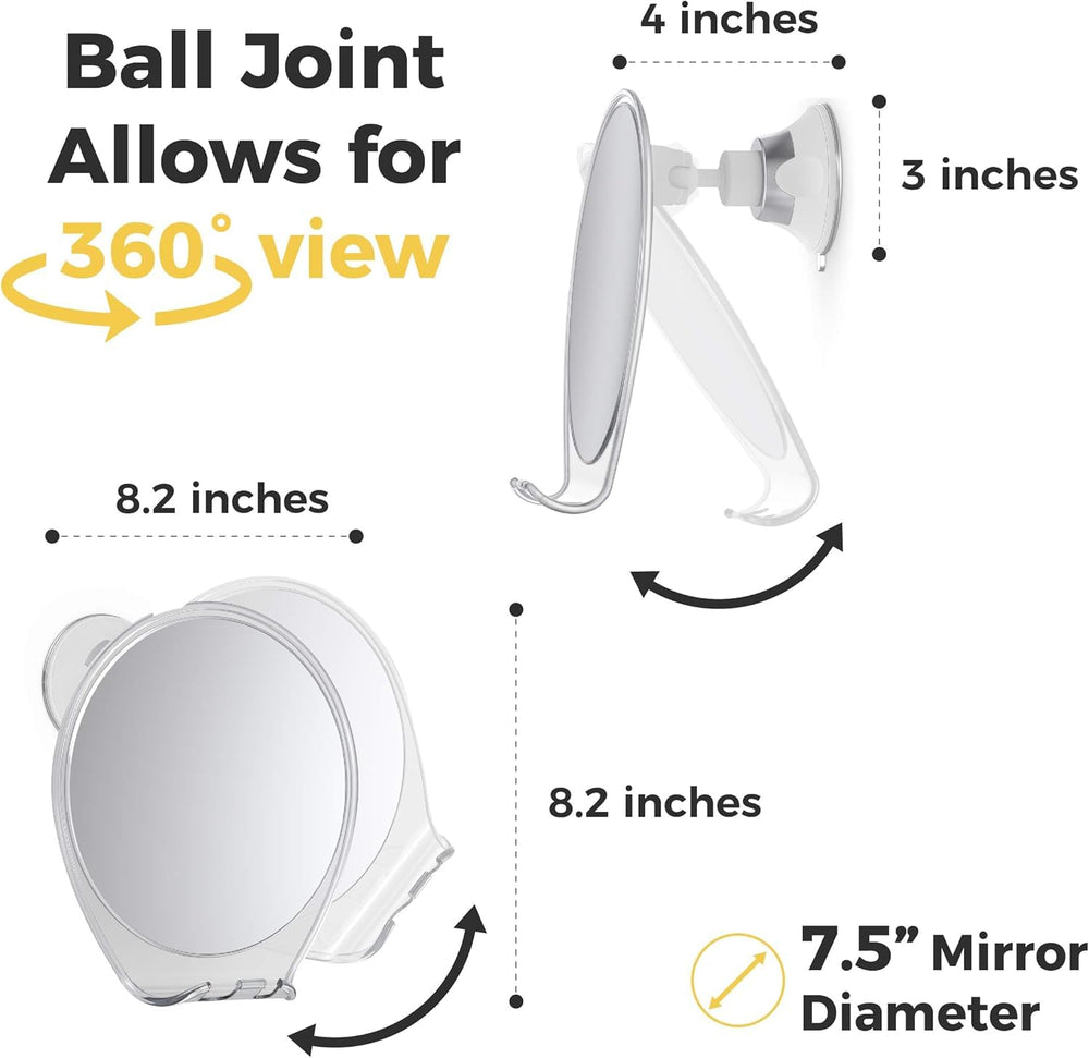 HoneyBULL shower mirror on strong suction mount keeps mirror secure in steamy showers.