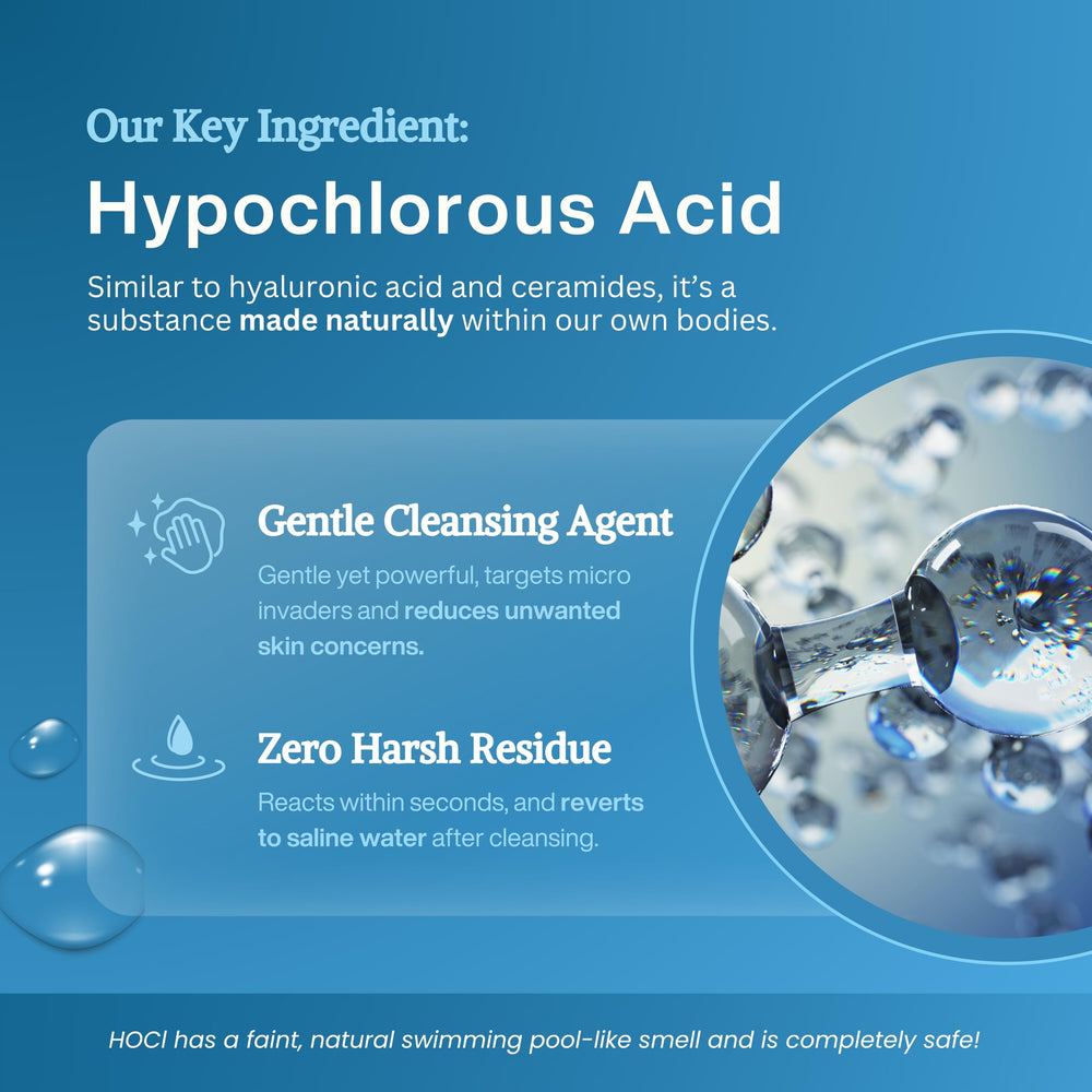 Honeydew Labs HOCl skin close-up illustrating gentle irritation relief