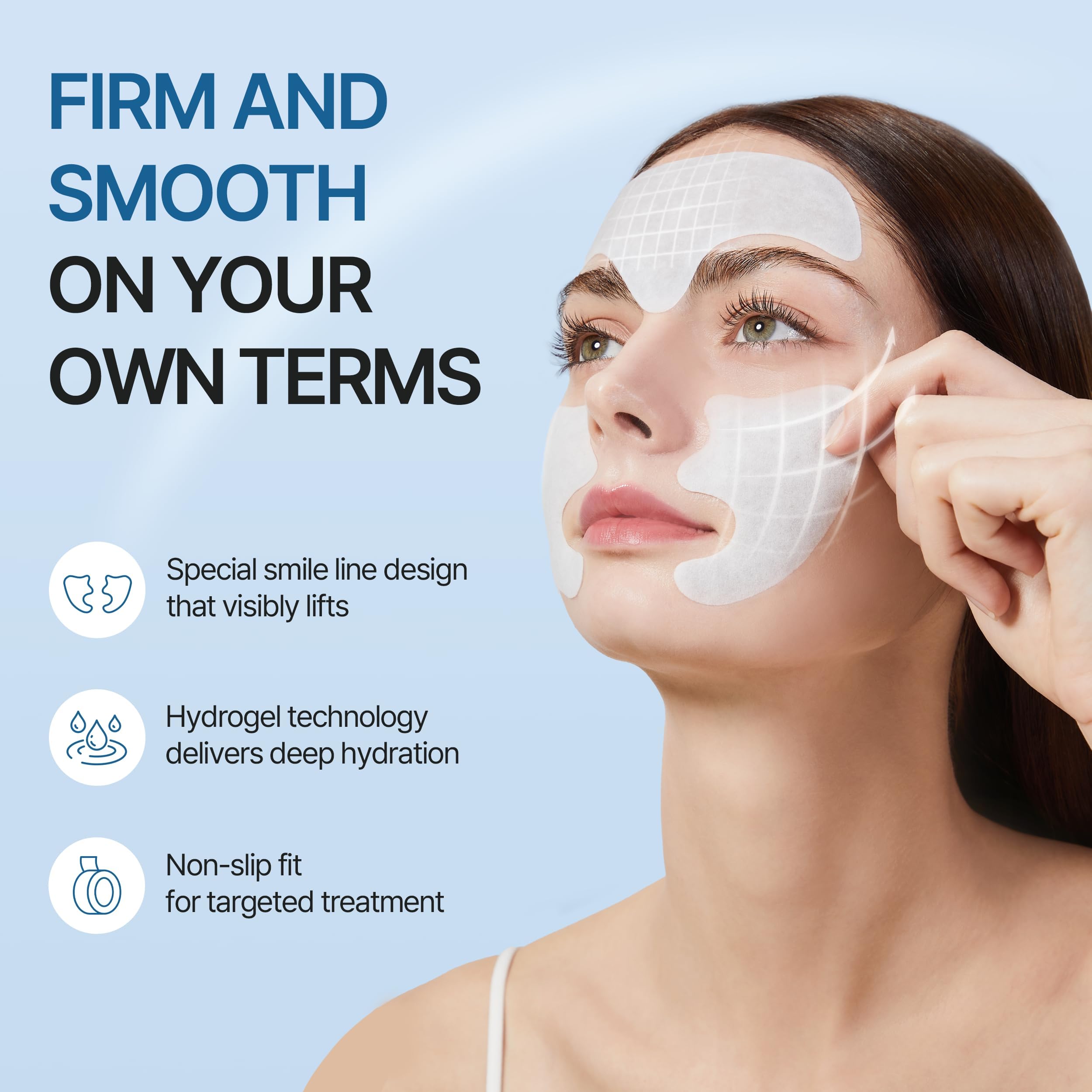 Honeydew Labs smile line patch targets nasolabial folds with cooling hydration.