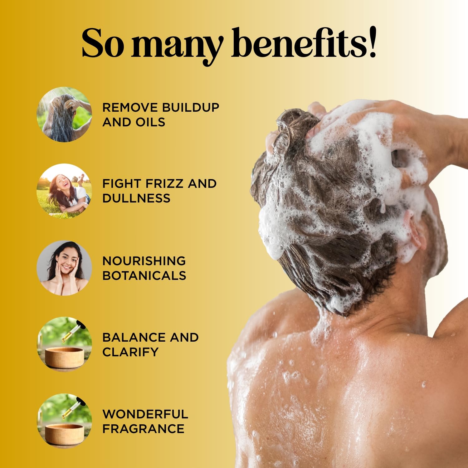 Honeydew Lemon Sage Shampoo foaming-lather image conveys deep cleansing aroma.