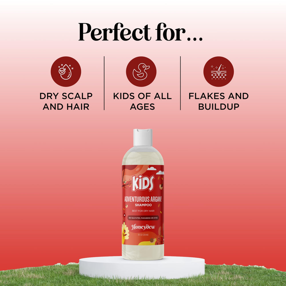 HONEYDEW Nourishing Kids Shampoo on a child’s hair showing soft, glossy results