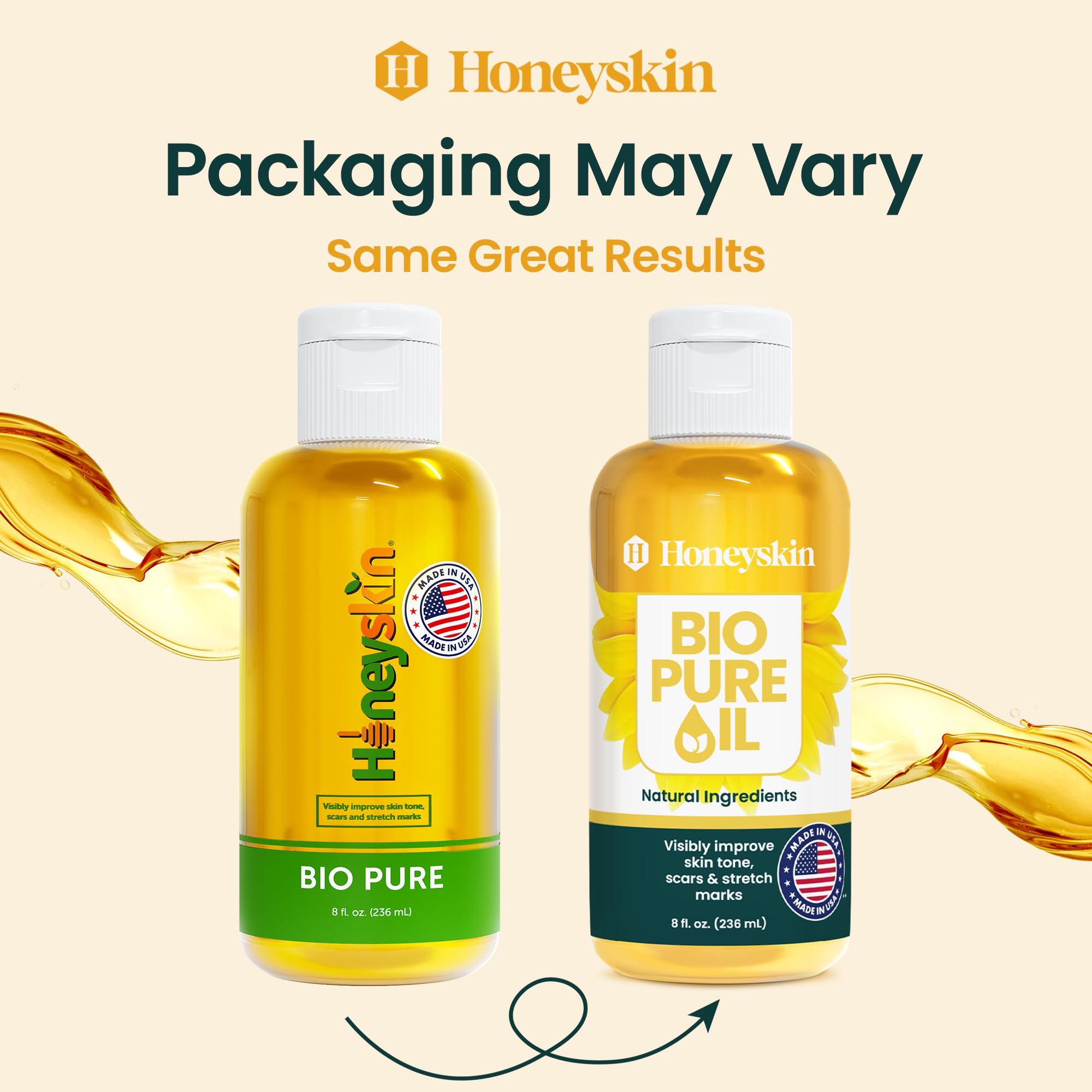 Honeyskin Bio Pure Body Oil after-application glow and improved texture.