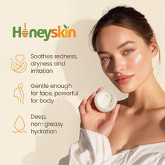 Honeyskin body cream texture and application highlights long-lasting hydration