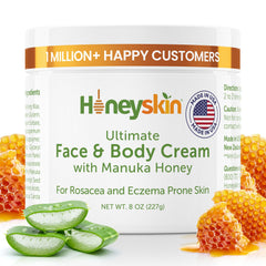 Honeyskin manuka honey face moisturizer jar shows rich texture for dry skin relief