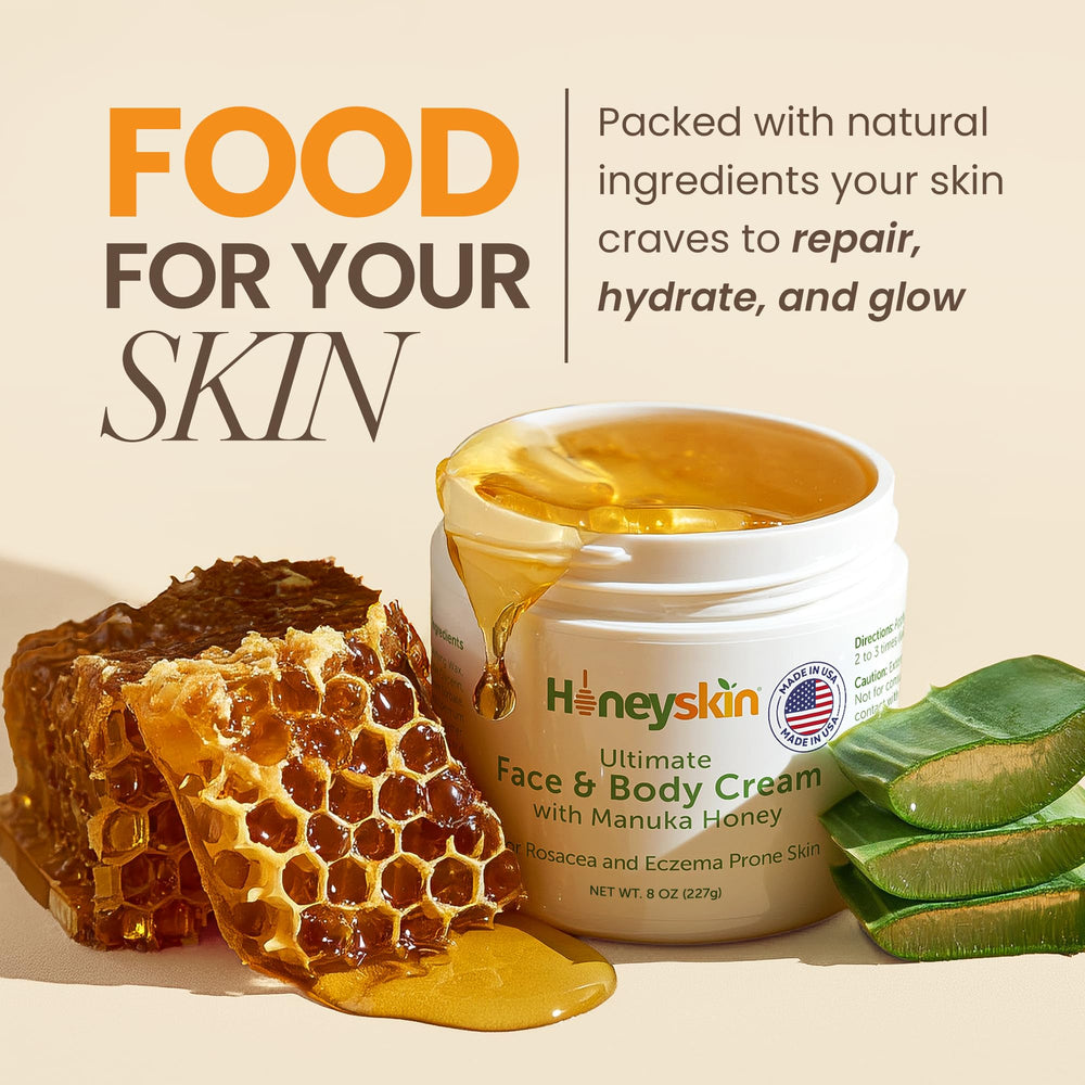 Honeyskin organic ingredients including aloe vera and shea butter for nourishment